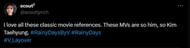 A netizen praises the classic referrences in V's Rainy Days (Image via Twitter/scoutlynch)